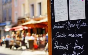 Menu de restaurant en France