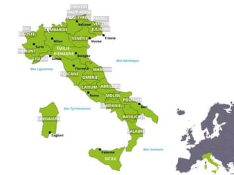 Carte des régions d'Italie