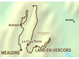 Itinéraire du séjour en raquettes dans le Vercors vendu par Espace Randonnée