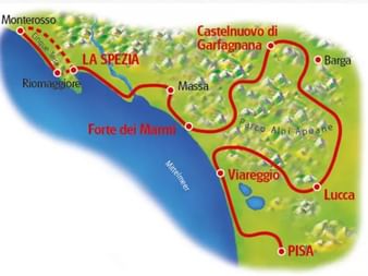 Itinéraire du séjour clé en main à vélo Pise-Cinq Terre Itinéraire du séjour clé en main à vélo Pise-Cinq Terre