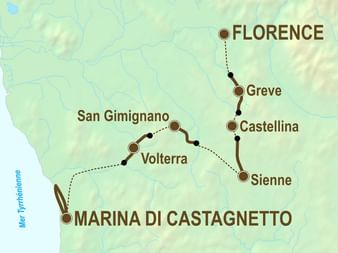 Itinéraire du séjour en randonnée dans la Toscane pittoresque vendu par Espace Randonnée