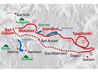 Itinéraire du séjour de randonnée dans le Salzkammergut styrien Itinéraire du séjour de randonnée dans le Salzkammergut styrien vendu par Espace Randonnée
