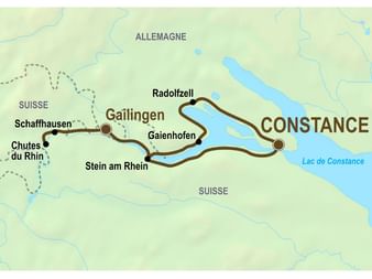 Itinéraire du séjour à vélo autour du Lac de Constance, 4 jours