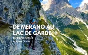 Randonnée de Merano au Lac de Garde, randonneuse dans les Dolomites