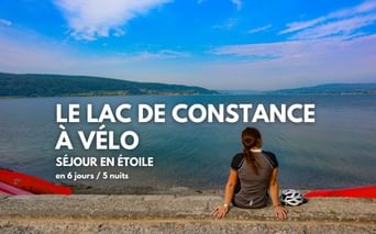Cycliste fait une pause sur les rives du Lac de Constance