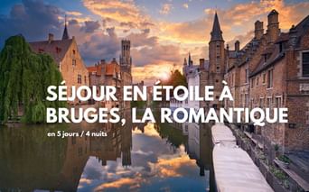 Vue des canaux de Bruges au soleil couchant