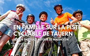 Séjour en famille sur la piste cyclable de la Tauern, groupe d'enfant cyclistes