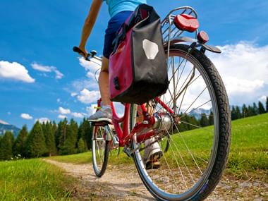 Cyclotouriste sur un chemin de montagne