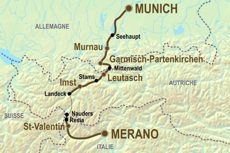 Itinéraire du séjour à vélo Charme de Munich à Merano