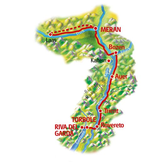 Itinéraire du séjour en vélo en famille dans le Sud-Tyrol Espace Randonnée