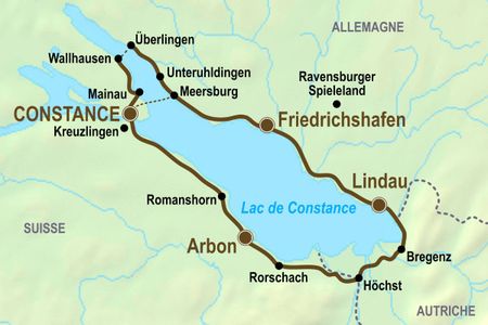 Itinéraire du séjour à vélo en famille autour du Lac de Constance vendu par Espace Randonnée