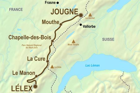 Itinéraire du séjour de randonnée traversant le Jura vendu par Espace Randonnée