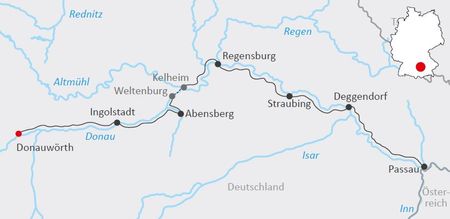 Itinéraire du Séjour à vélo sur le Danube, de Donauwörth à Passau, vendu par Espace Randonnée