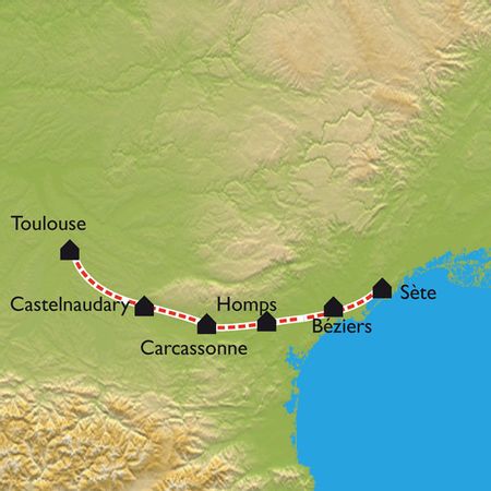 Itinéraire du séjour à vélo le long du Canal de Midi vendu par Espace Randonnée