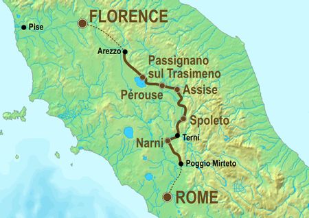 Itinéraire du séjour à vélo de Florence à Rome vendu par Espace Randonnée