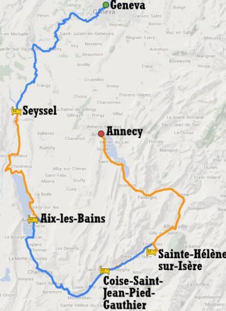 Itinéraire du séjour à vélo autour des Trois lacs vendu par Espace Randonnée