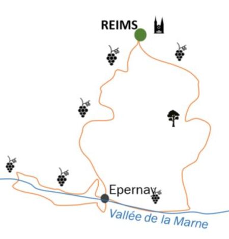 Itinéraire du séjour à vélo en Champagne vendu par Espace Randonnée