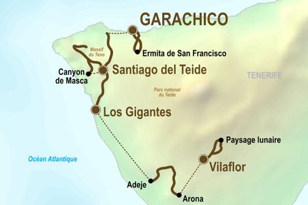 Itinéraire du séjour de randonnée à Tenerife vendu par Espace Randonnée