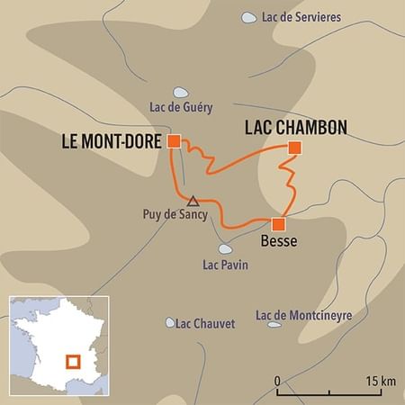 Itinéraire du séjour de randonnée clé en main dans le Massif du Sancy vendu par Espace Randonnée