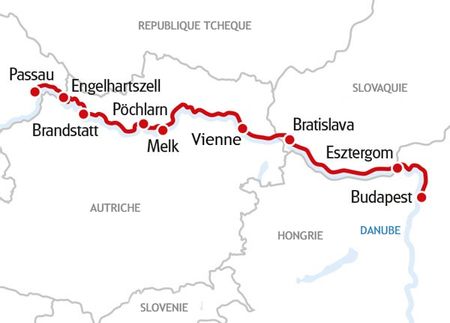 Itinéraire du séjour en Bateau et vélo Passau-Budapest à bord du MS Princess Katharina