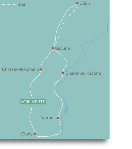 Itinéraire du séjour à vélo Bourgogne vin romance et abbaye