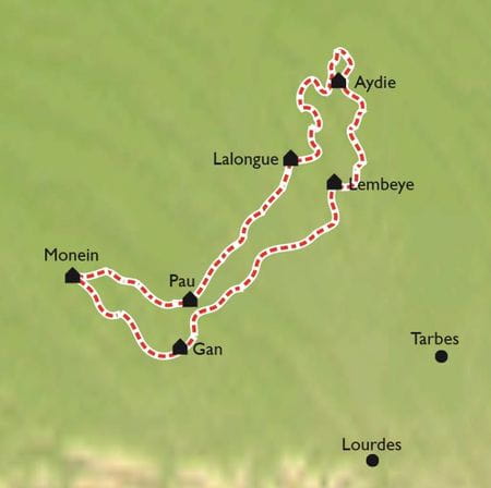 Itinéraire du séjour à vélo sur la route des vins de Jurançon et Madiran proposé par Espace Randonnée