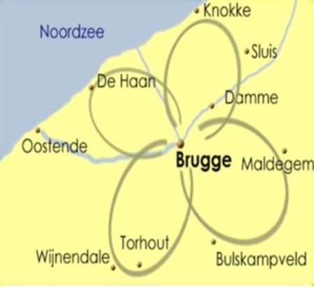 Itinéraire du séjour à vélo en étoile à Bruges vendu par Espace Randonnée