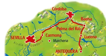 Itinéraire du séjour à vélo en Andalousie vendu par Espace Randonnée