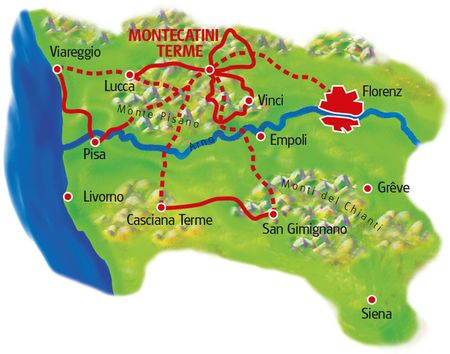 Itinéraire du séjour en étoile en Toscane vendu par Espace Randonnée