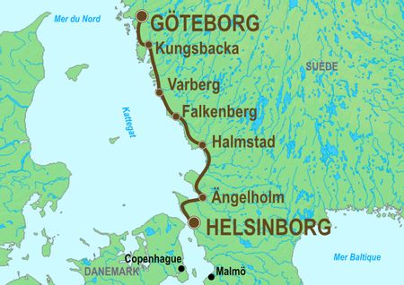 Itinéraire du séjour à vélo le long de la côte ouest suédoise vendu par Espace Randonnée