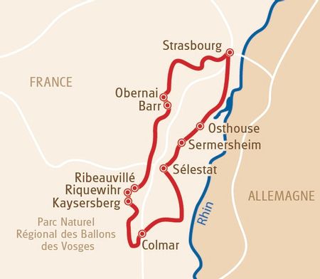 Les charmes de l'Alsace à vélo - itinéraire