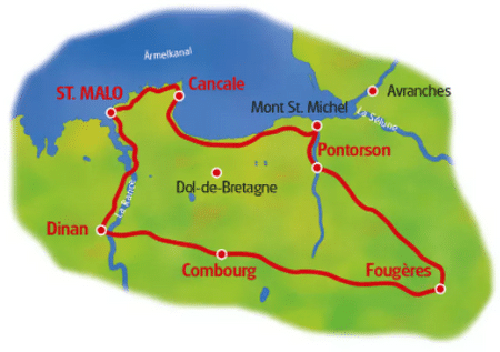 Itinéraire du séjour à vélo en Bretagne vendu par Espace Randonnée