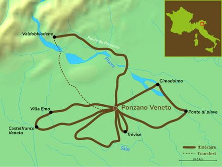 Itinéraire du séjour à vélo en étoile en Vénétie vendu par Espace Randonnée