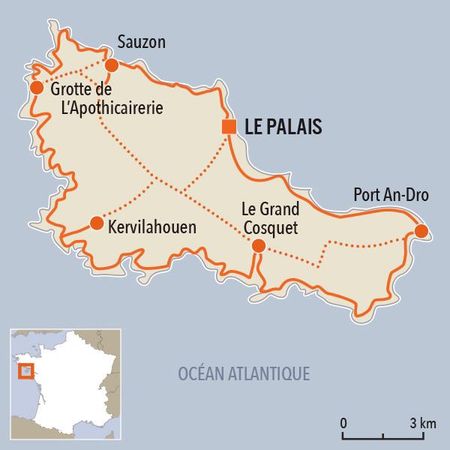 Itinéraire du séjour de randonnée autour Belle-île-en-Mer vendu par Espace Randonnée