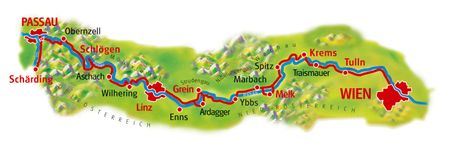 Itinéraire du séjour à vélo Passau-Vienne 8 jours