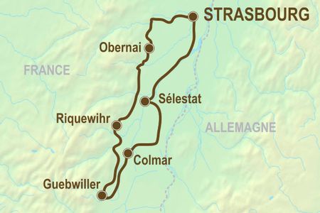 Itinéraire du séjour à vélo Par Vignes et Villages d'Alsace vendu par Espace Randonnée