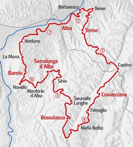Itinéraire de la Randonnée plaisir dans le Piémont 8 jours