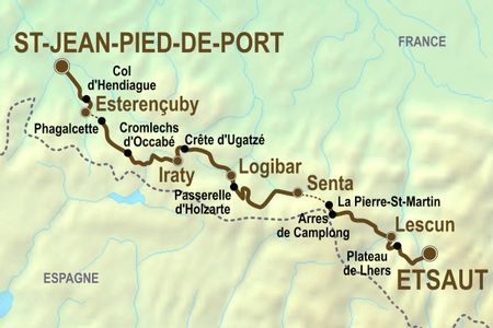 Itinéraire du séjour en randonnée de Saint-Jean-Pied-de-Port à Etsaut vendu par Espace Randonnée