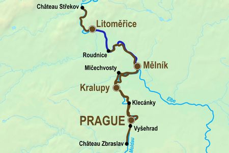 itinéraire du séjour Prague, la Moldau et l'Elbe en bateau et vélo