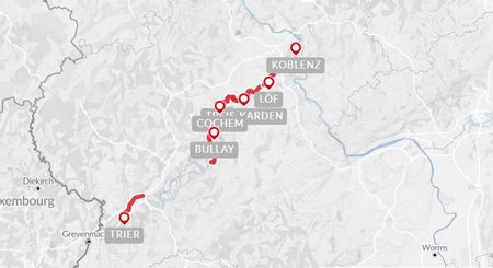 Itinéraire du séjour de randonnée sur le Moselsteig en 8 jours vendu par Espace Randonnée
