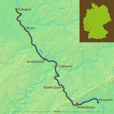 Itinéraire du séjour en Bateau & Vélo sur le Rhin entre Mayence et Cologne vendu par Espace Randonnée