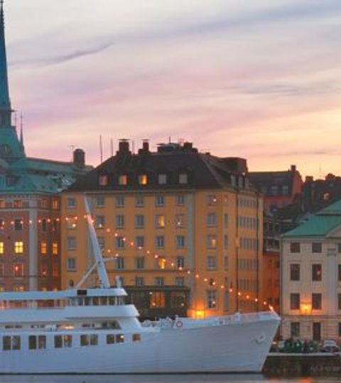 La vieille ville de Stockholm au soleil couchant