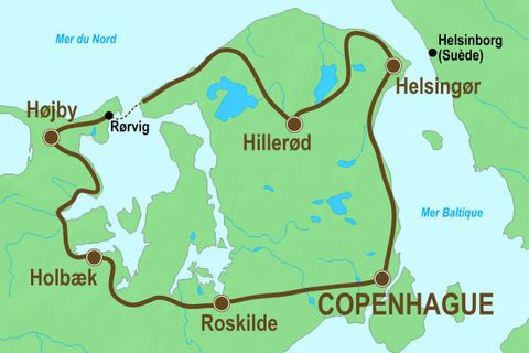 Itinéraire du séjour à vélo Copenhague et la mer du Nord vendu par Espace Randonnée