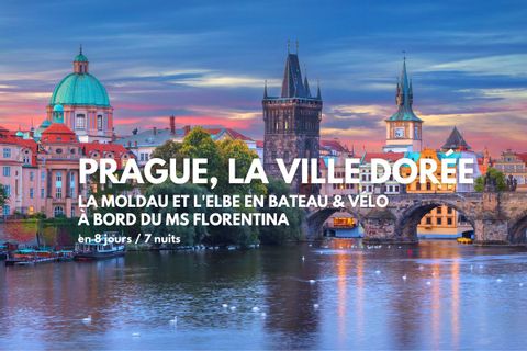 Prague, la ville dorée, la Moldau et l'Elbe en bateau et vélo