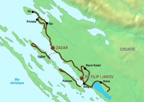 La Croatie à vélo, itinéraire du séjour dans la région de Zadar