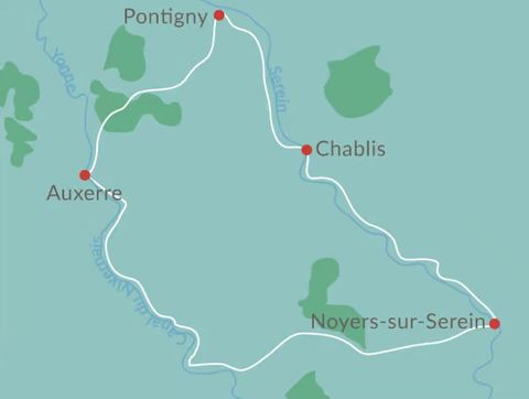 Itinéraire du séjour à vélo en Bourgogne vendu par Espace Randonnée